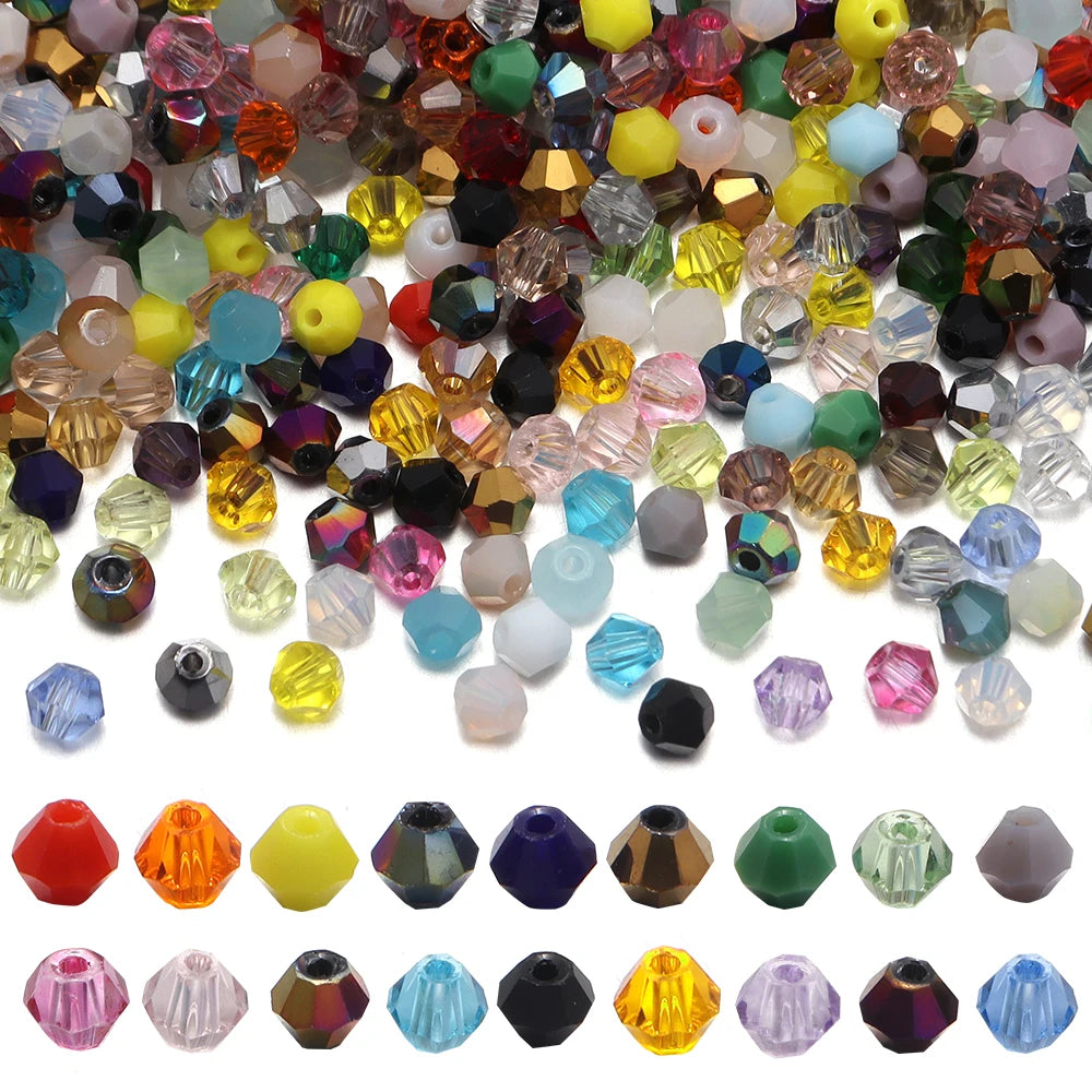 200pcs 4mm Faceted Bicone Glass Crystal Beads – DIY Jewelry Glass Crystal Beads PLUSH