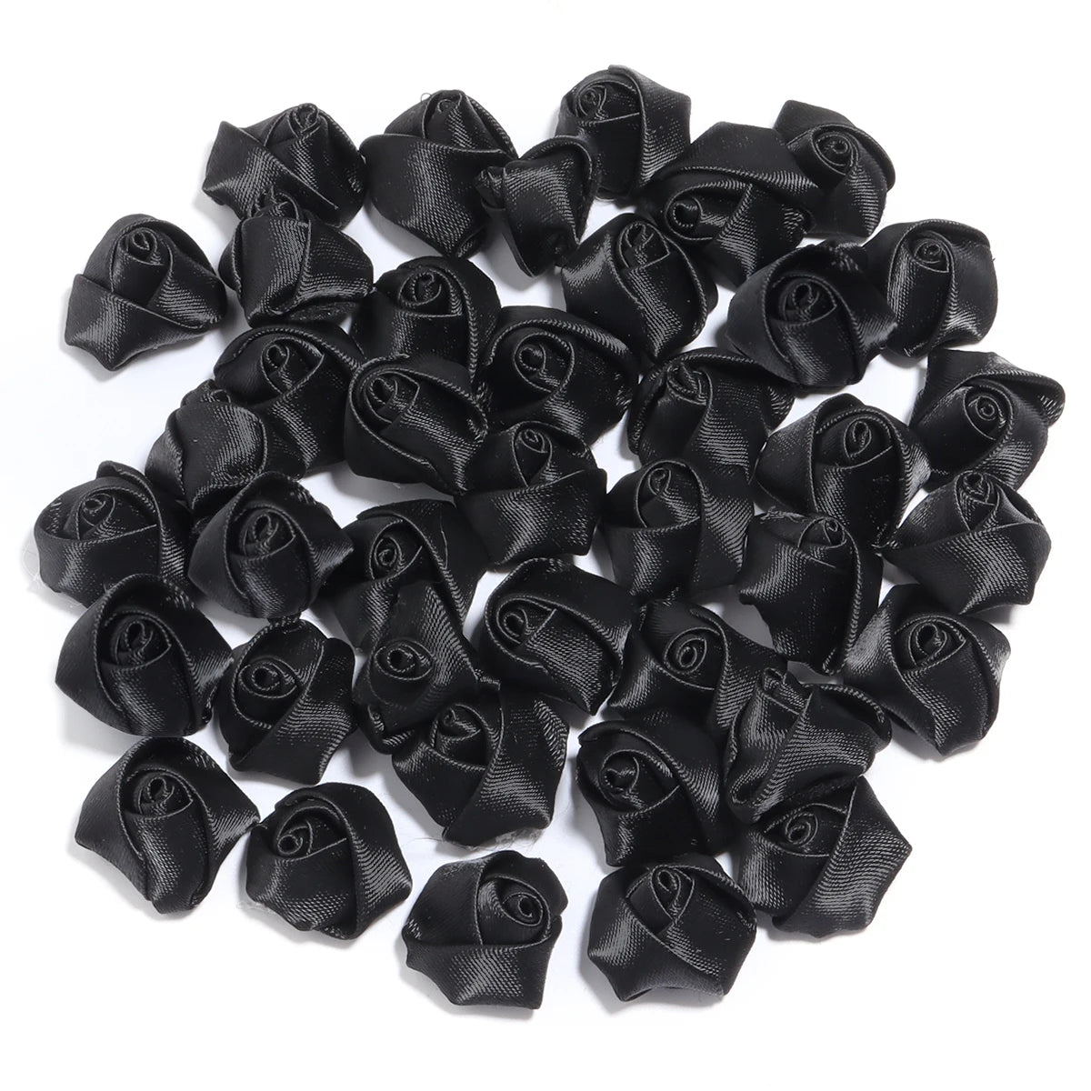 20pcs Mini Ribbon Rose Rosettes for DIY Hair Accessories & Crafts Hair Accessory Embellishments PLUSH Black 3.5-4cm