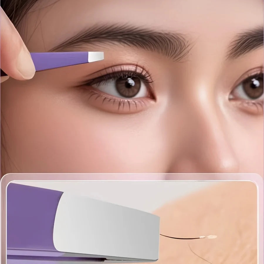 Ouriner 4pc Stainless Steel Tweezers – Eyelash & Brow Kit Beauty Tweezers Kit PLUSH