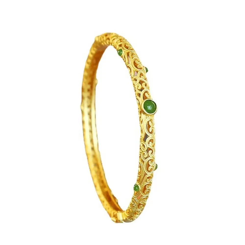 Hollow Cloud Carved Bangle Bracelet – Gold & Silver Unisex Carved Bangle Bracelet PLUSH gold