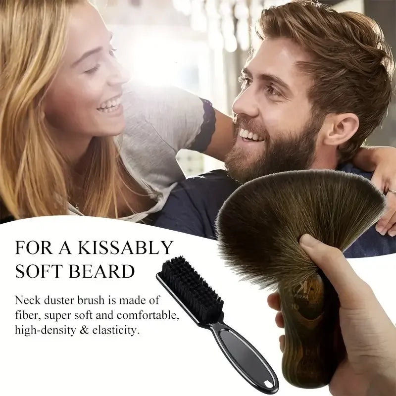 2-Pack Barber Neck Brush – Nylon Bristle Wooden Handle Barber Neck Brush PLUSH