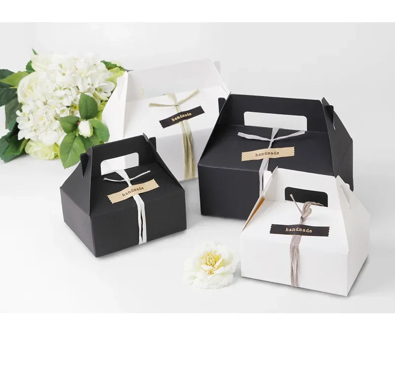 10pcs Large White Gable Gift Boxes with Handles | Party & Baking Gift Boxes PLUSH