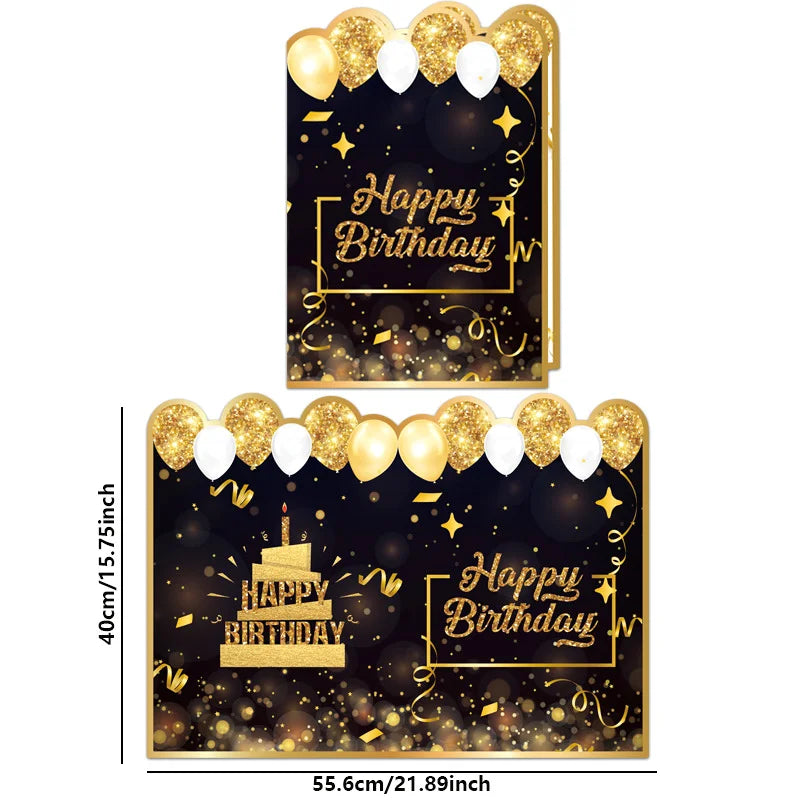 Black Gold Giant Birthday Guestbook & Commemorative Card Party Guestbook PLUSH