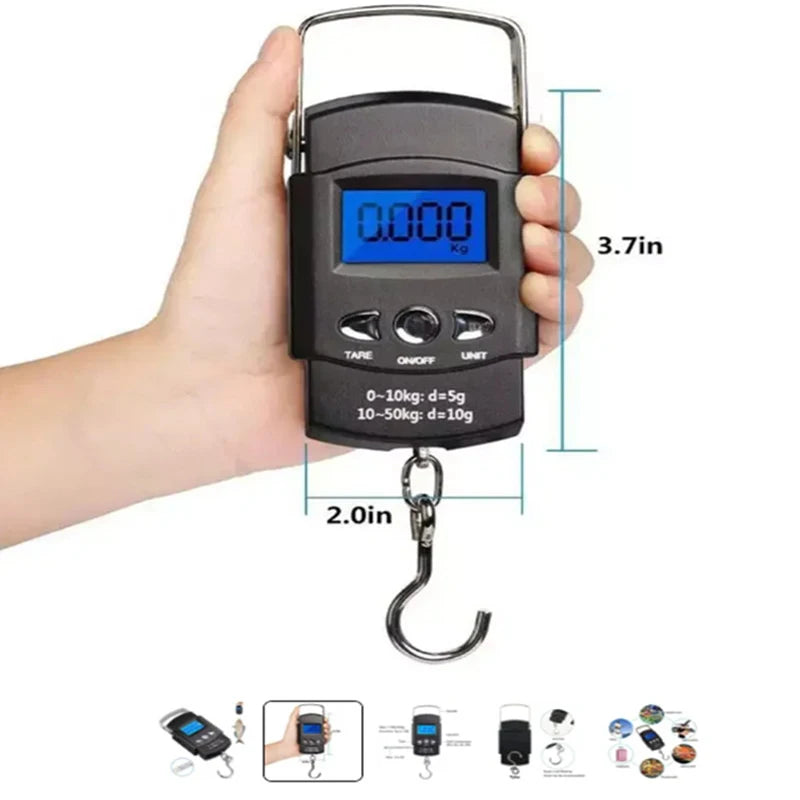 50kg Digital Hanging Scale LCD with 100cm Measuring Tape Digital Hanging Scale PLUSH