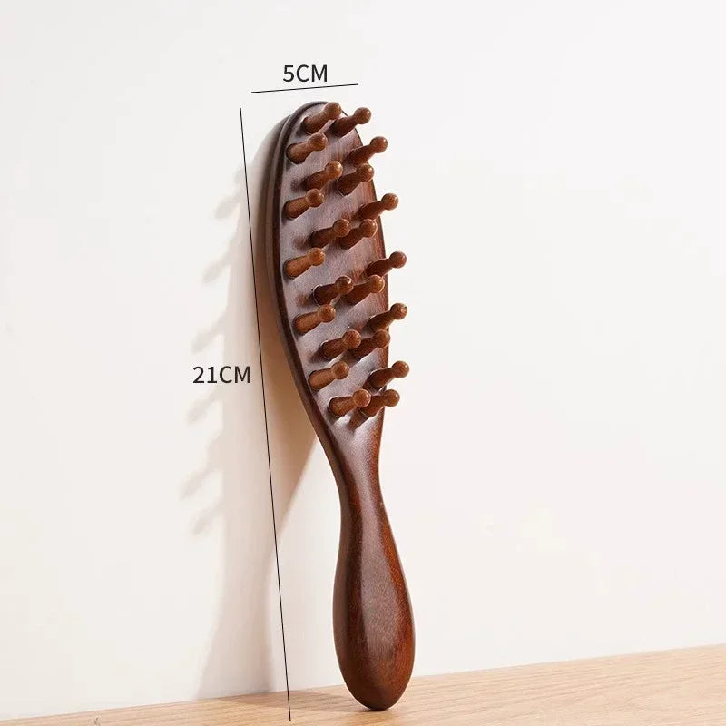 Natural Sandalwood Scalp Massage Comb – Guasha Body Tool Scalp Massage Comb PLUSH Long Handle