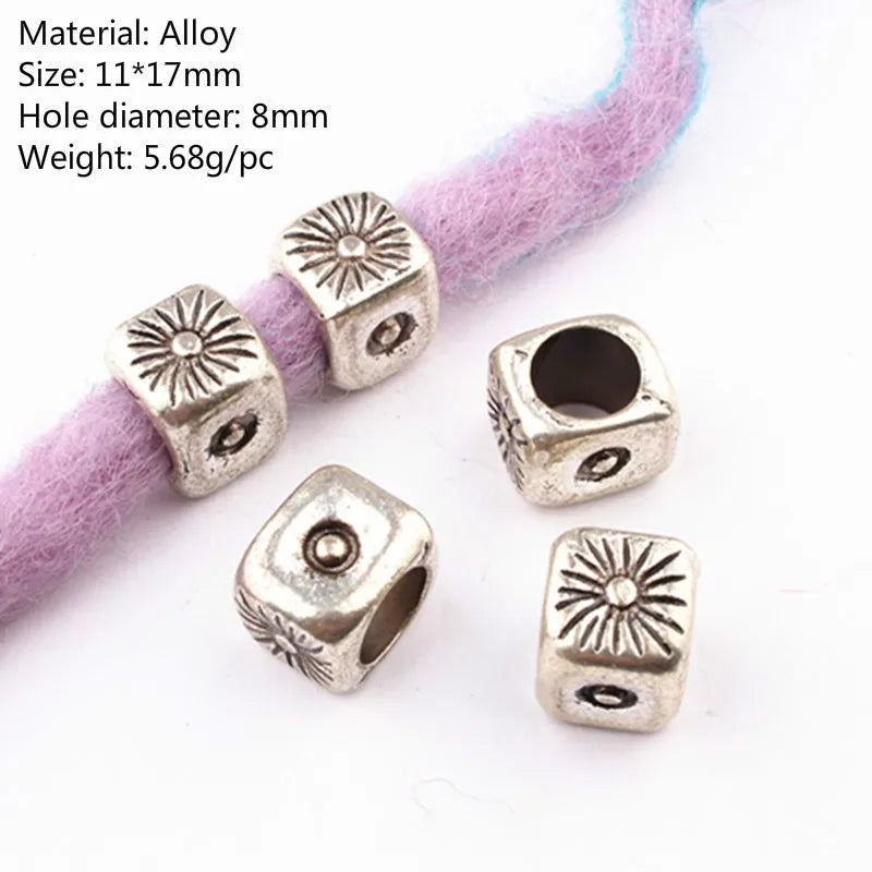 5pcs Metal Dreadlock Bead Cuffs Hair Braid Rings 3D Charms Dreadlock Hair Beads PLUSH 5pcs NO.6