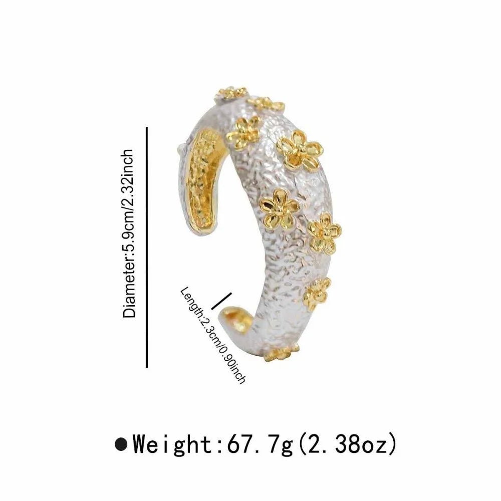 Bohemian 3D Iris Flower Gold Bangle Bracelet – Vintage Style Fashion Bangle Bracelet PLUSH Style 5