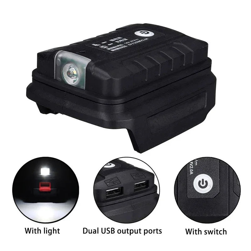 ZWINCKY LED Work Light & Dual USB Adapter for Makita 18V Battery Battery Adapter PLUSH