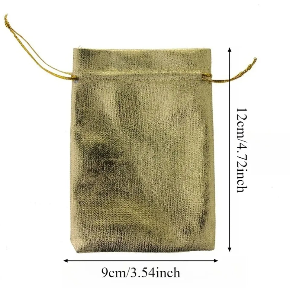 Gold & Silver Fabric Drawstring Gift Bags 10/20/50pcs Fabric Gift Bags PLUSH