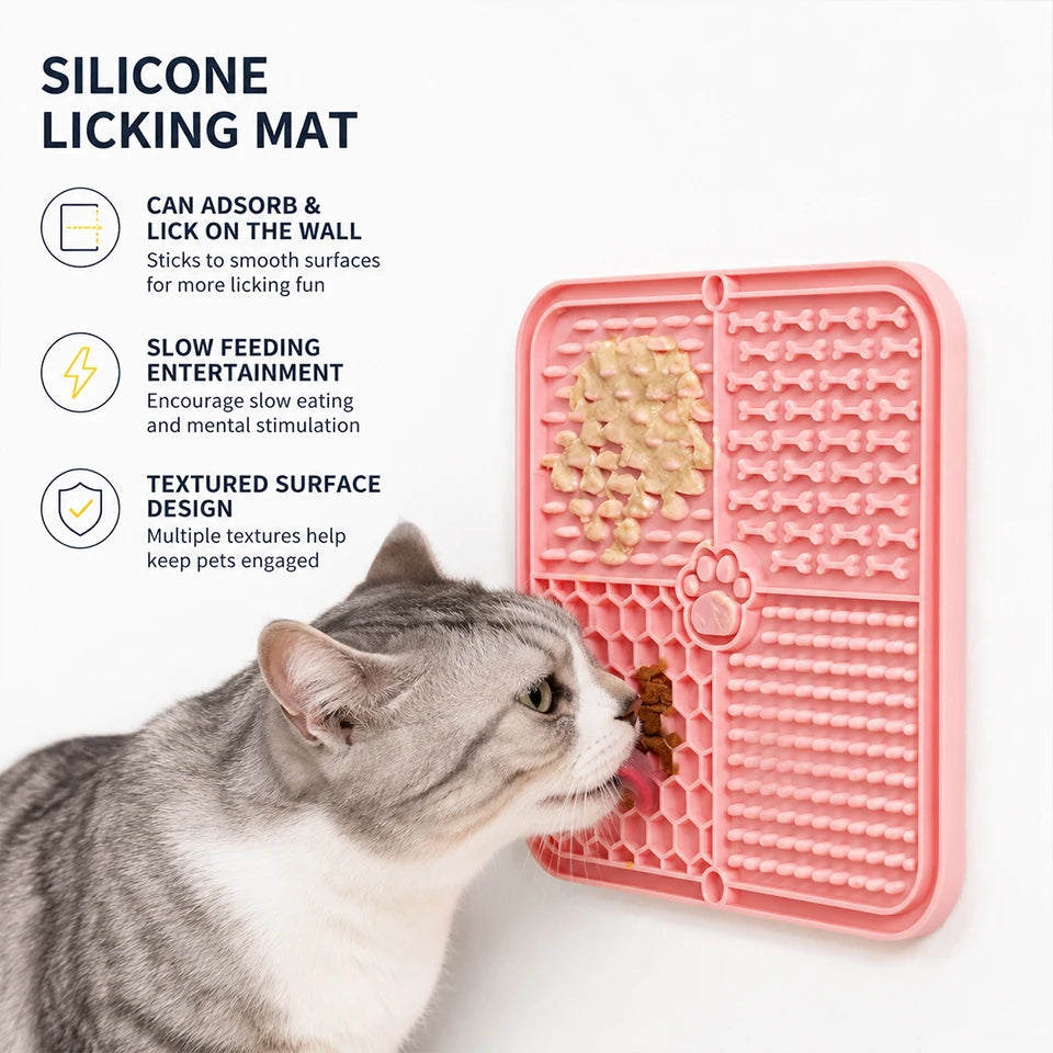 Slow Feeder Lick Mat Dogs & Cats – Food Grade Silicone Slow Feeder Lick Mat PLUSH