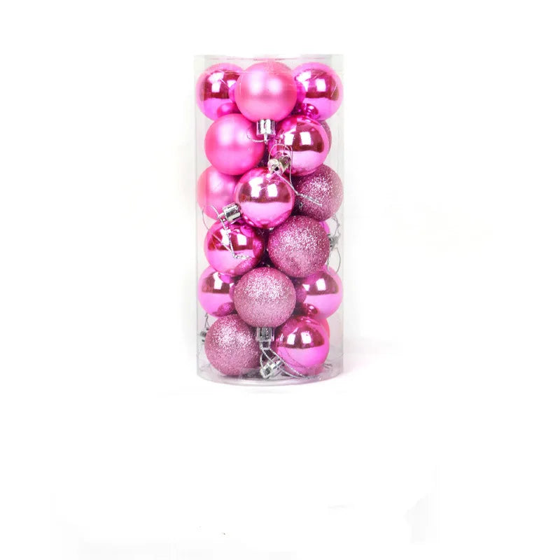 Mini Shatterproof Christmas Ball Ornaments – 24pcs Set Christmas Ornament Set PLUSH Pink 3Set