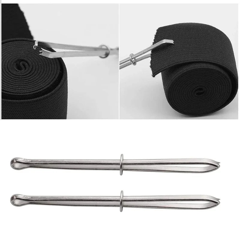 2pcs Stainless Steel Elastic Band Threader Garment Clips Sewing Sewing Threader Clips PLUSH