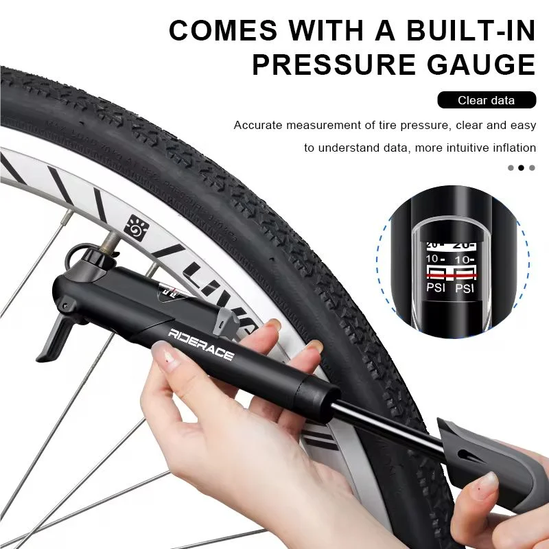 Portable Bike Pump Schrader Presta Valve – Digital Gauge MTB Bicycle Hand Pump PLUSH