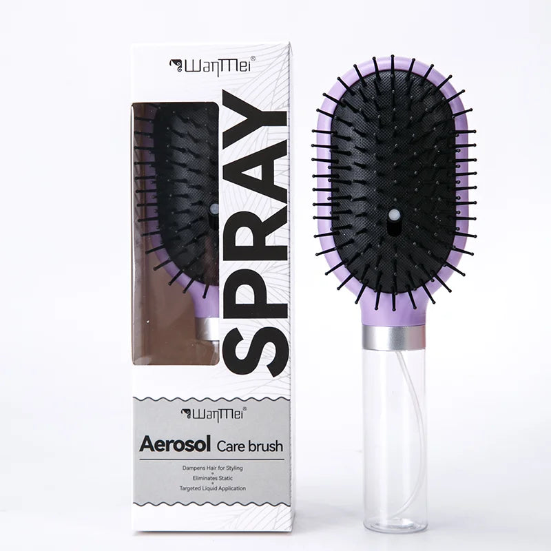 WanMei 2-in-1 Spray Air Cushion Hair Brush – Detangling Comb Spray Hair Brush PLUSH Purple