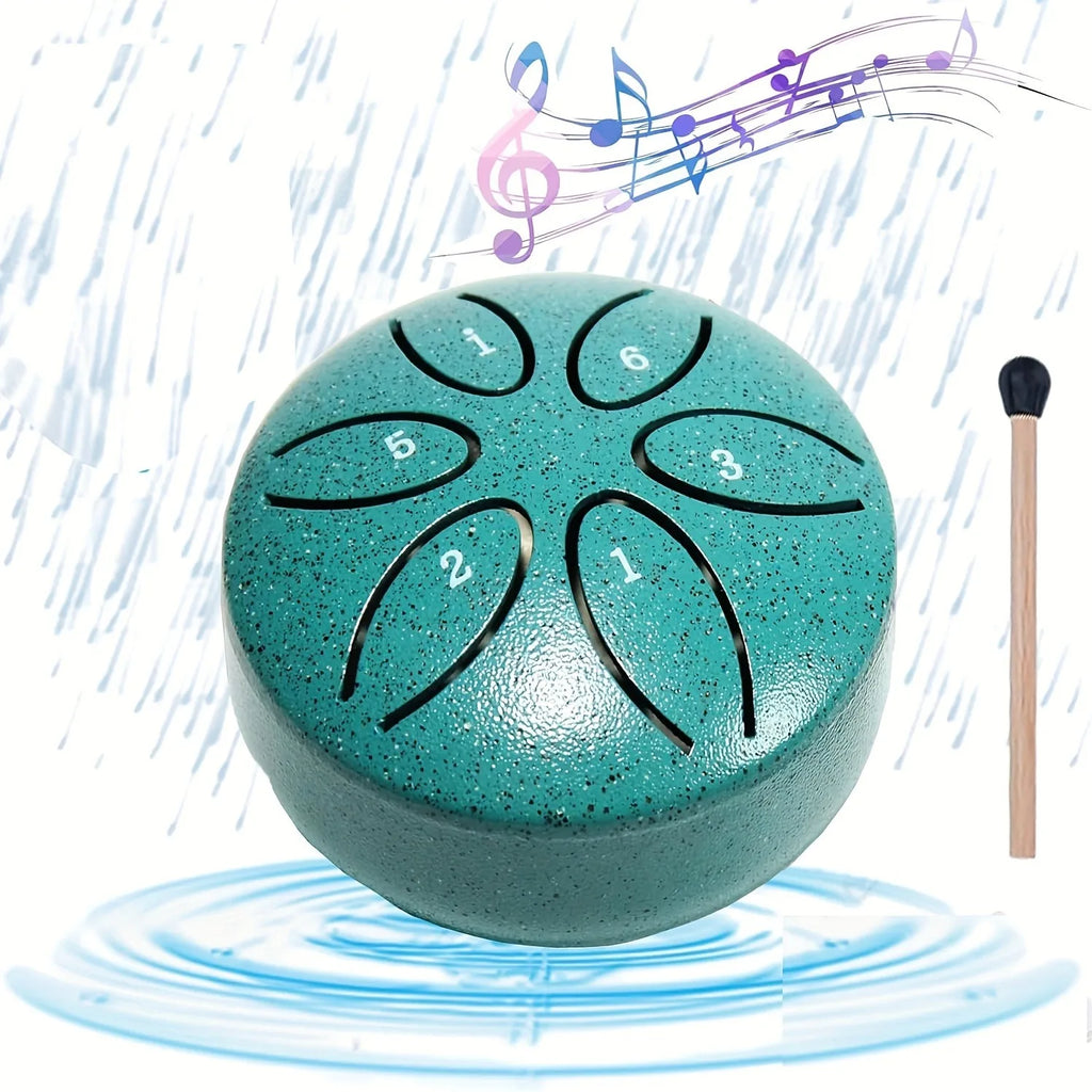 Mini Steel Tongue Drum 3" 6-Tone Hand Drum with Mallets Steel Tongue Drum PLUSH