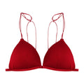 Women's Triangle Push-Up Wireless Bra | French Style Thin Strap Wireless Push-Up Bra PLUSH Red L