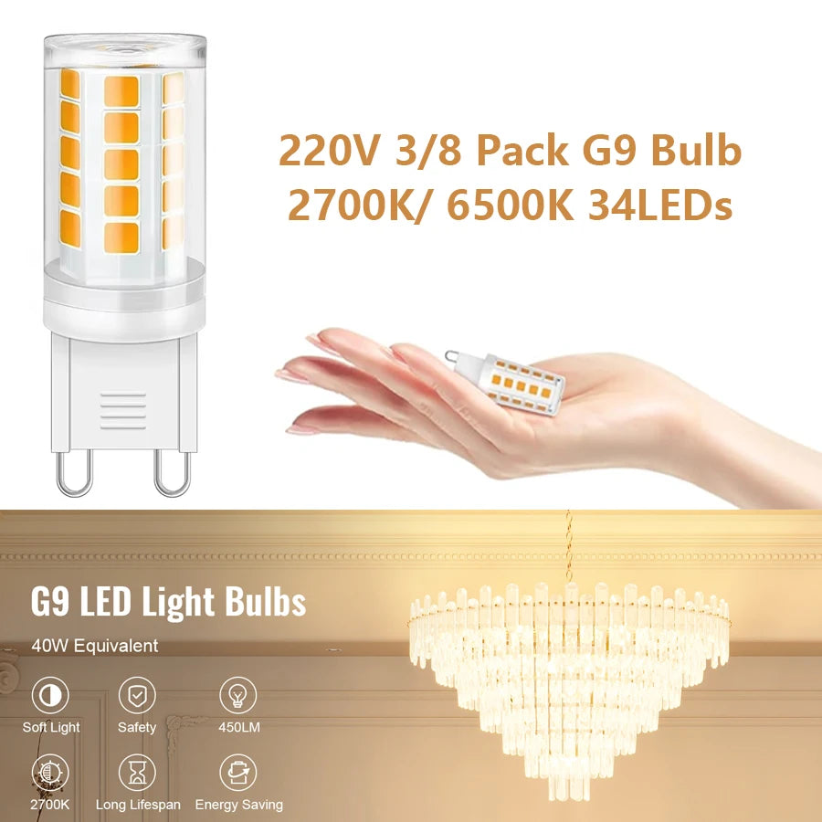G9 LED Corn Bulbs 3W 220V | 2700K & 6500K | 3 or 8 Pack LED Light Bulbs PLUSH