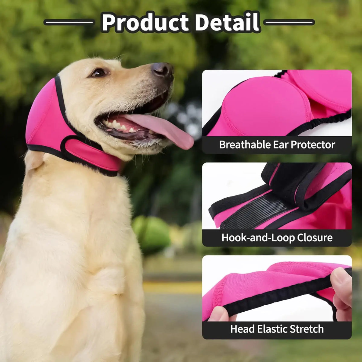 Adjustable Dog Earmuffs – Calming Noise Reducing Head Wrap Dog Ear Protection PLUSH
