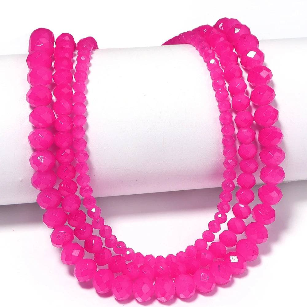 Rose Red Faceted Rondelle Crystal Spacer Beads | DIY Jewelry Crystal Spacer Beads PLUSH