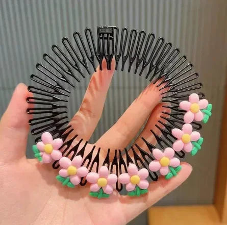 Y2K Star Heart Colorful Hair Comb Clips – Girls Hair Accessories Hair Comb Clip PLUSH pink flower