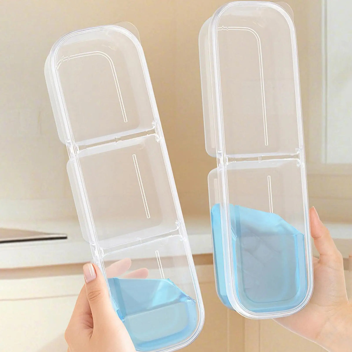 Clear 2/3 Grid Fridge Organizer Box | Stackable Food Storage Food Storage Organizer PLUSH