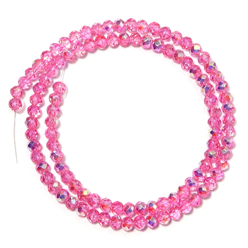 AB Color Deep Pink Crystal Abacus Spacer Beads – DIY Jewelry Crystal Spacer Beads PLUSH 4x3mm