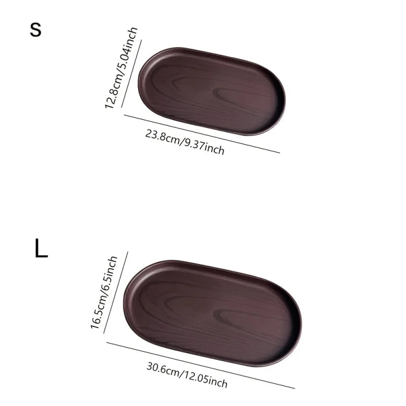 Black Walnut Wood Grain Serving Tray – Reusable Plastic Serving Tray PLUSH