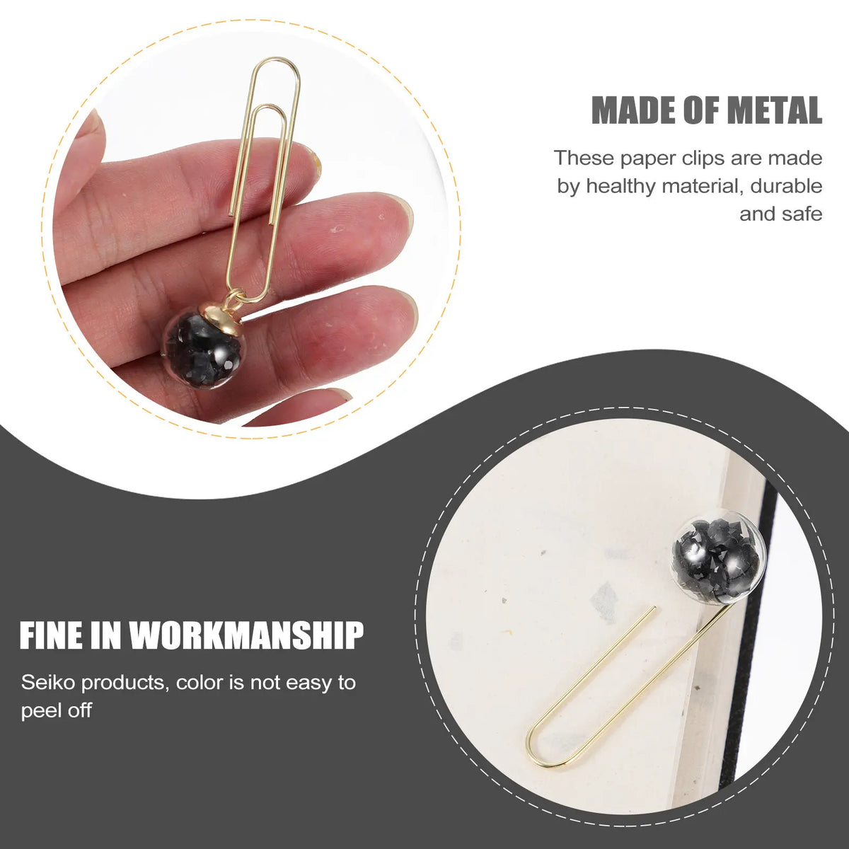 5pcs Decorative Metal Paper Clips – Office, School & Home Decorative Paper Clips PLUSH