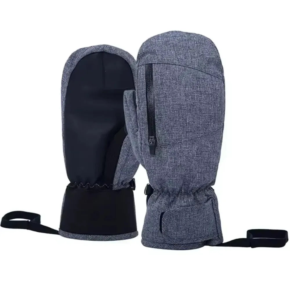 Waterproof Ski Gloves Touchscreen Thermal Winter Mittens Ski Mittens Gloves PLUSH Grey L
