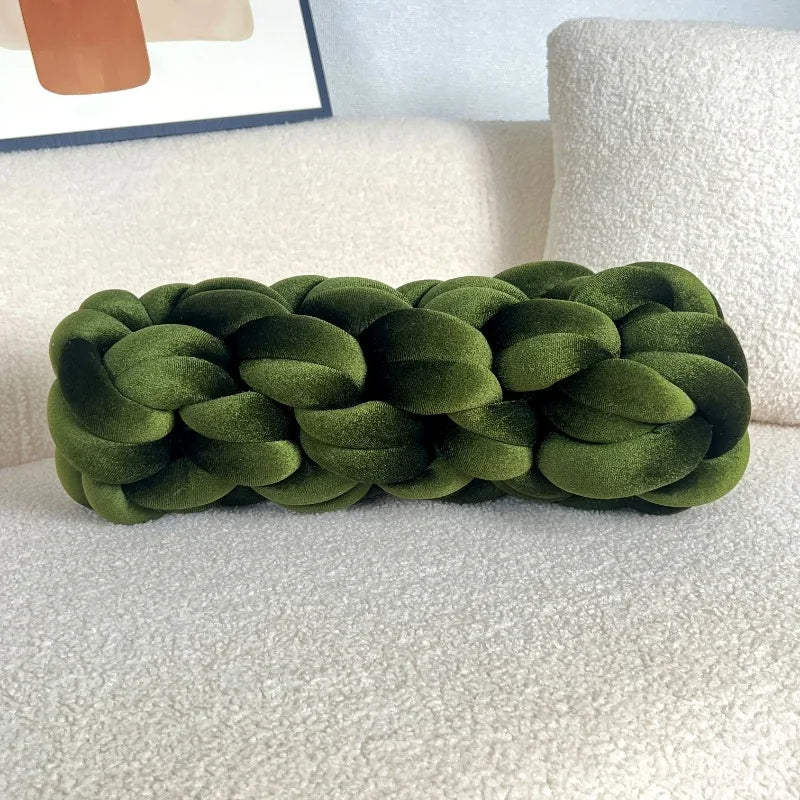Woven Twisted Bolster Pillow – Modern Minimalist Décor Decorative Bolster Pillow PLUSH