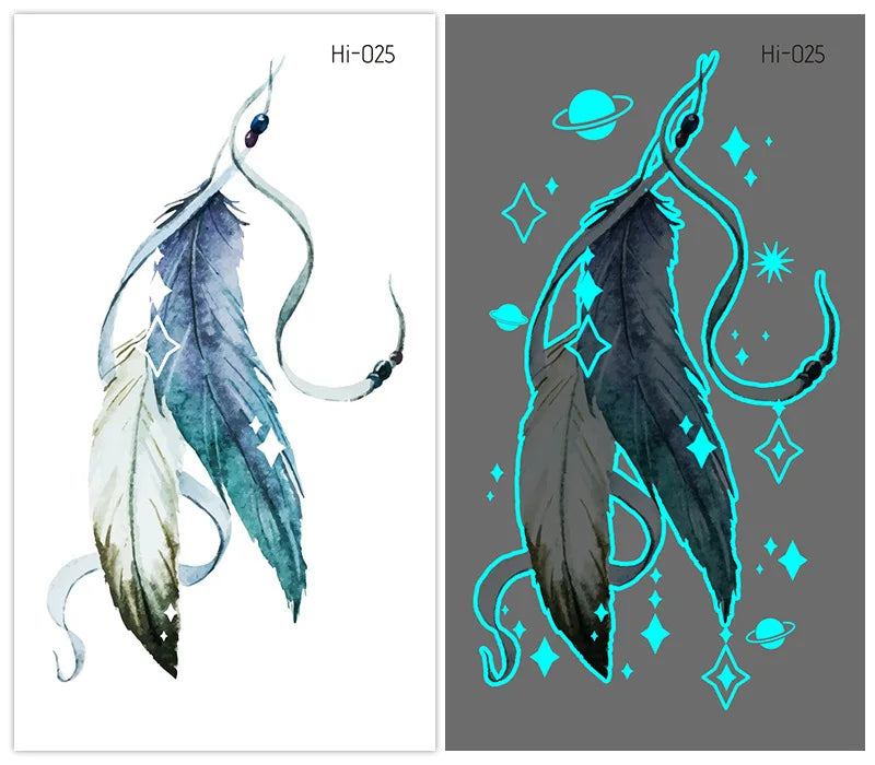 Luminous Glow Temporary Tattoo Stickers – Snake & Butterfly Temporary Tattoo Stickers PLUSH Hi-025