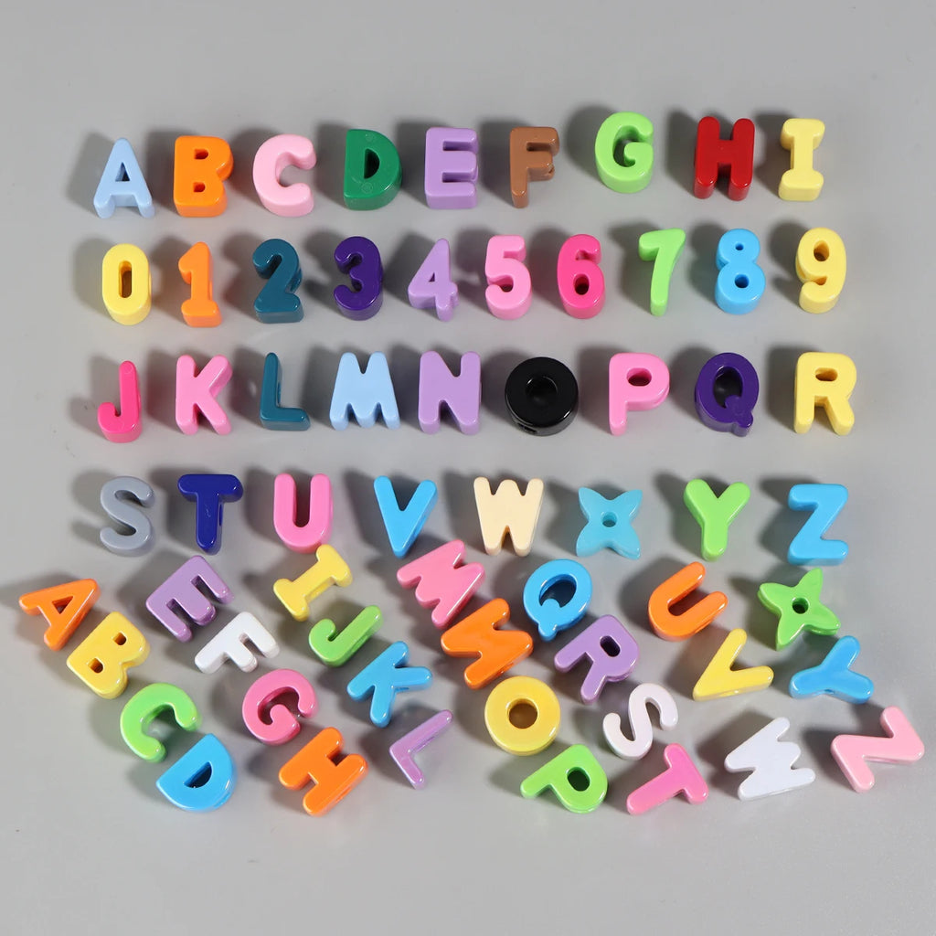 10pcs Multicolor Acrylic Alphabet Letter Beads for DIY Jewelry Alphabet Craft Beads PLUSH
