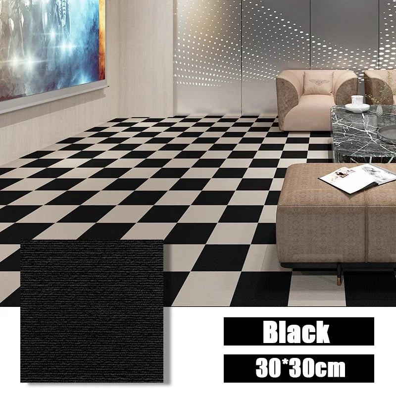 50pcs Peel & Stick Carpet Tiles 30x30cm – DIY Floor Mats Peel & Stick Carpet Tiles PLUSH Black-1PC 30X30CM