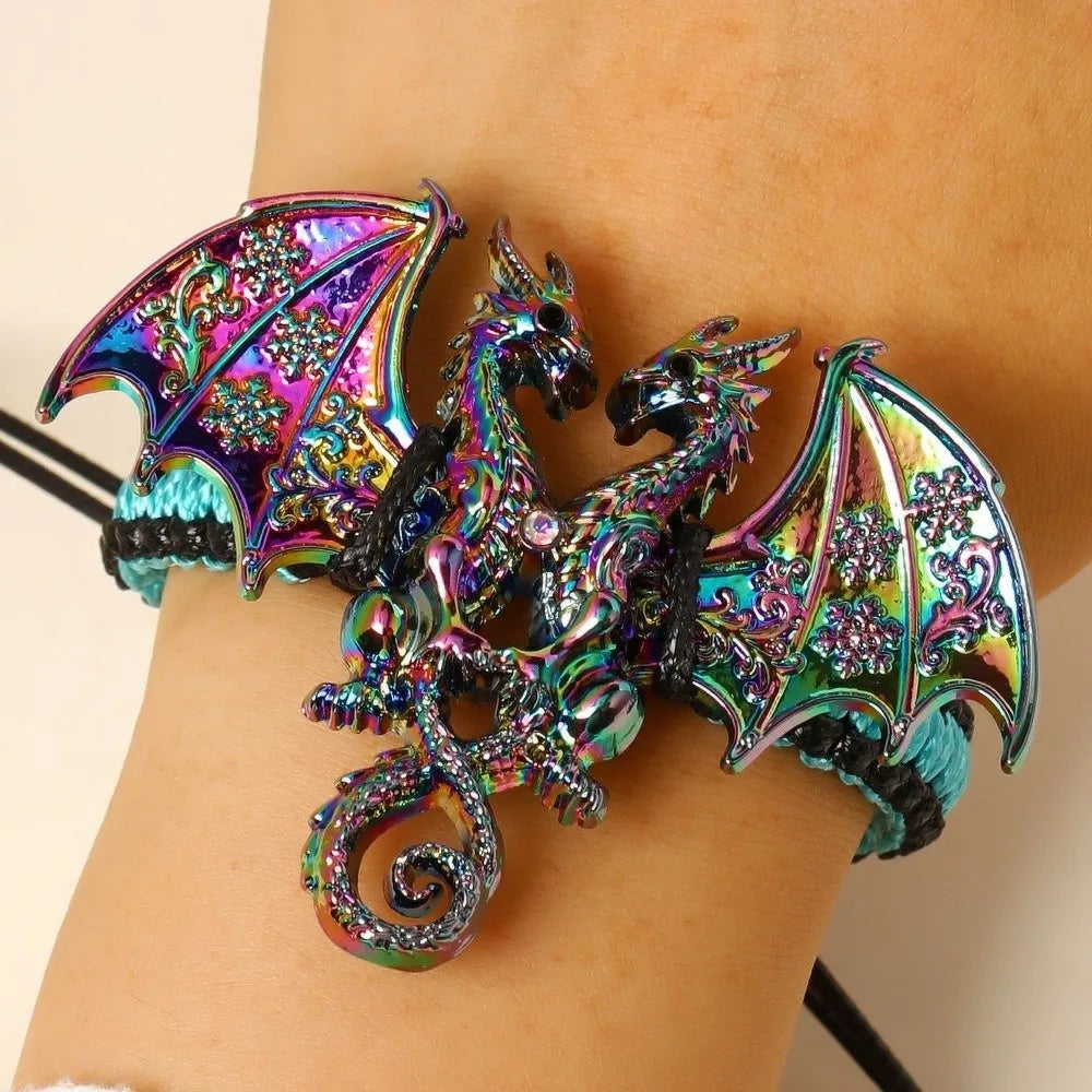 Dragon Braided Rope Bracelet – Adjustable Punk Woven Wristband Fashion Bracelet PLUSH Style J
