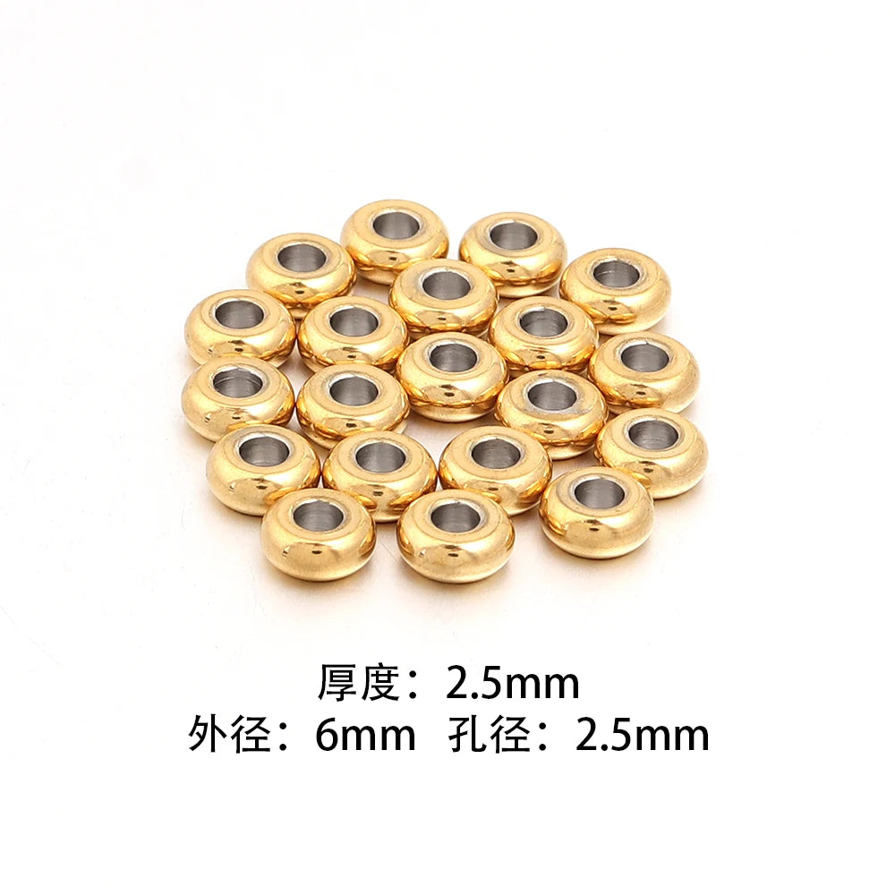 Stainless Steel Flat Disc Spacer Beads Gold Silver – 20-50pcs Jewelry Spacer Beads PLUSH Gold 6x2.5mm 20pcs