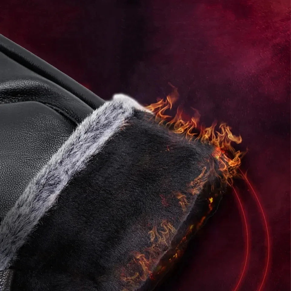 Windproof Thermal Touchscreen Leather Gloves – Winter Sports Winter Sports Gloves PLUSH