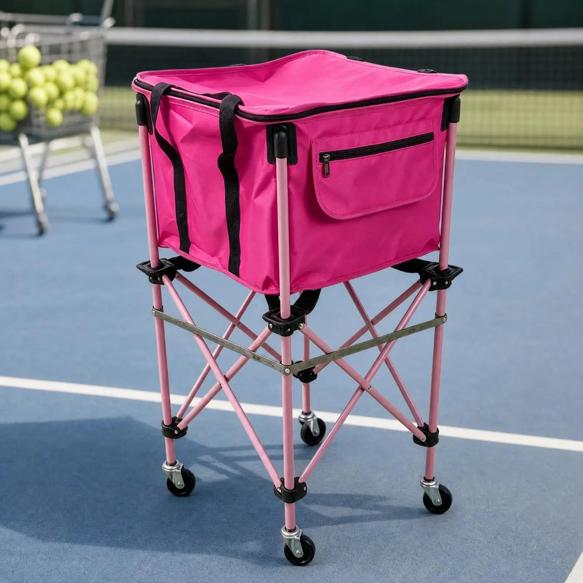 Portable Zippered Tennis Ball Cart – Wheeled Training Organizer Tennis Training Cart PLUSH