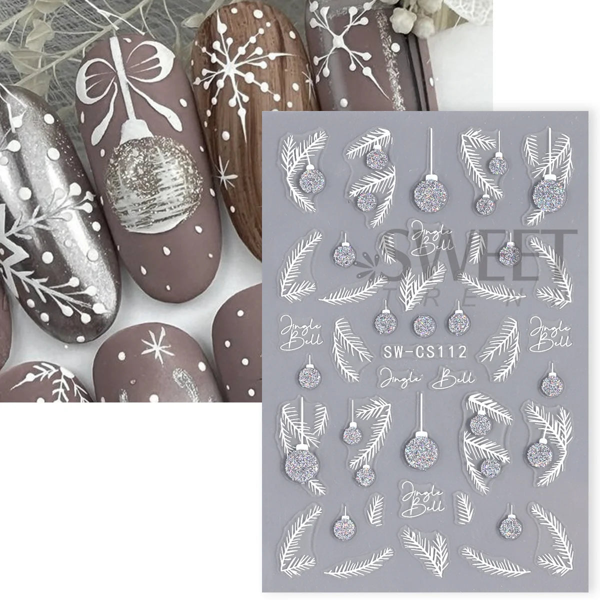 Christmas Metallic Nail Stickers Rose Gold Reindeer Snowflake 4pc Nail Art Stickers PLUSH