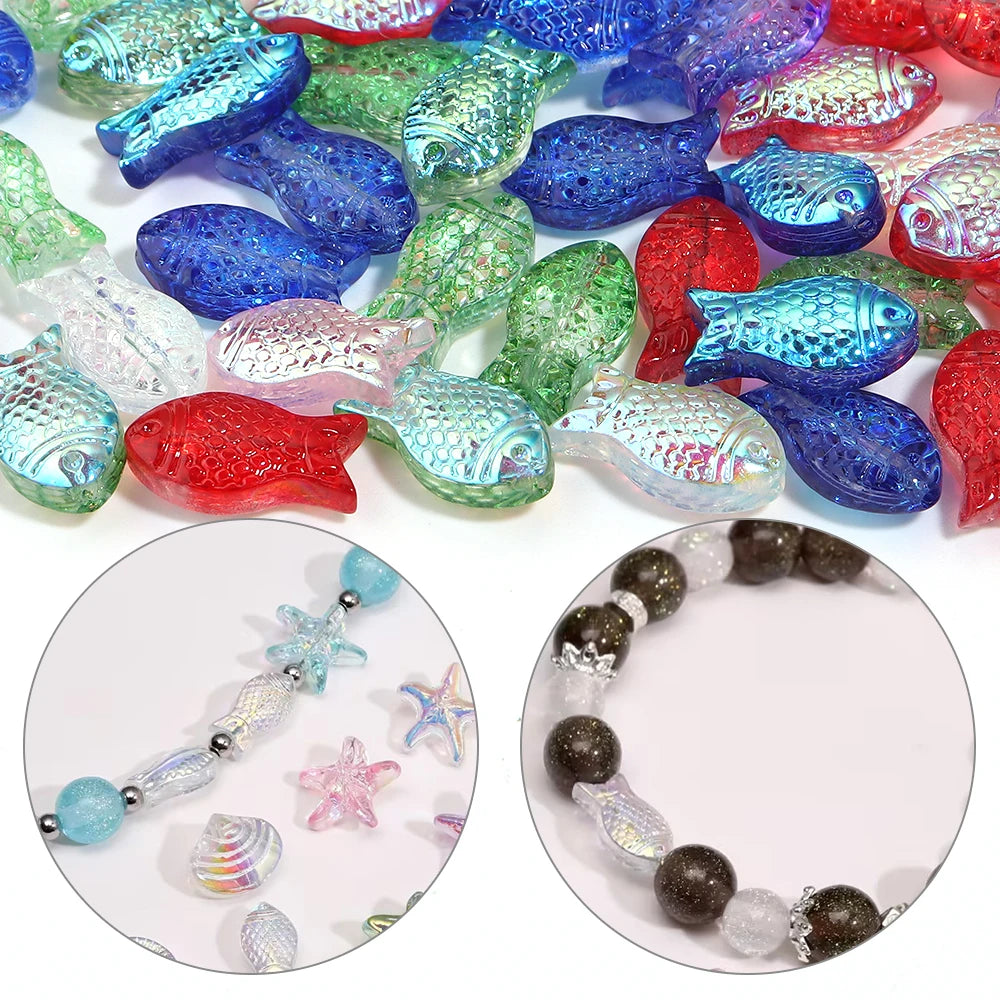 30pcs Fish Glass Spacer Beads Clear AB Color – DIY Jewelry Glass Spacer Beads PLUSH