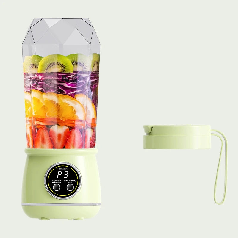 USB Rechargeable Portable Electric Blender Juice Cup 500ml Portable Blender Cup PLUSH green