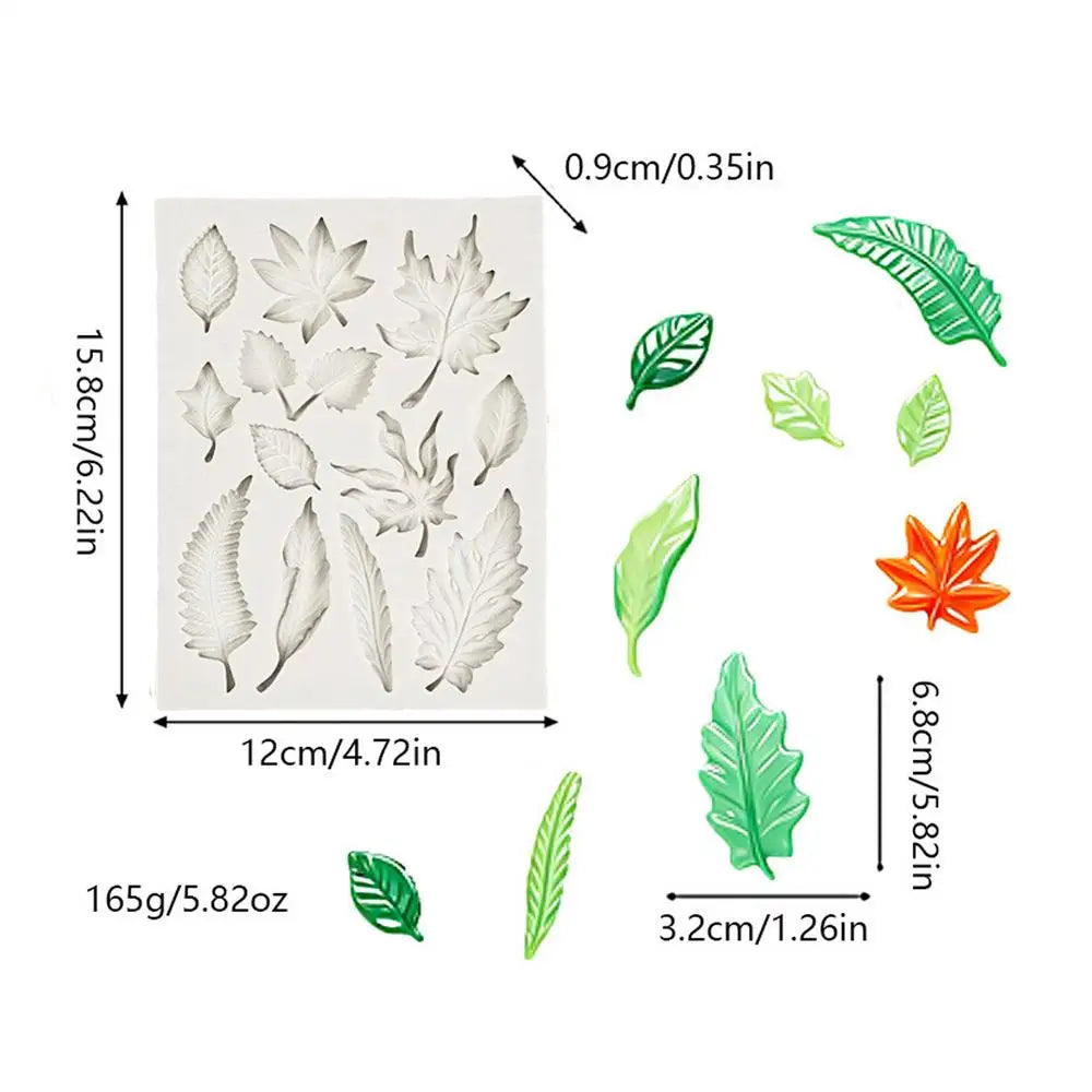 Leaves Silicone Mold for Fondant, Chocolate & Cake Decorating Silicone Baking Mold PLUSH 1PC