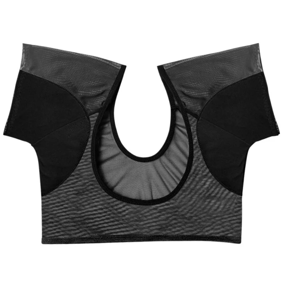 Washable Reusable Armpit Sweat Pads – Ultra-Thin Breathable Vest Sweat Pad Vest PLUSH Black XL