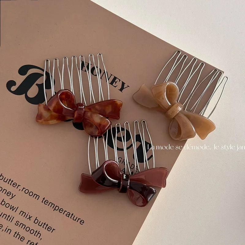 7-Teeth Acetate Bow Hair Comb Clip – Women's Styling Hairpin Hair Comb Clip PLUSH