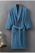 100% Cotton Terry Bathrobe – Unisex Kimono Dressing Gown Cotton Terry Bathrobe PLUSH Blue xl