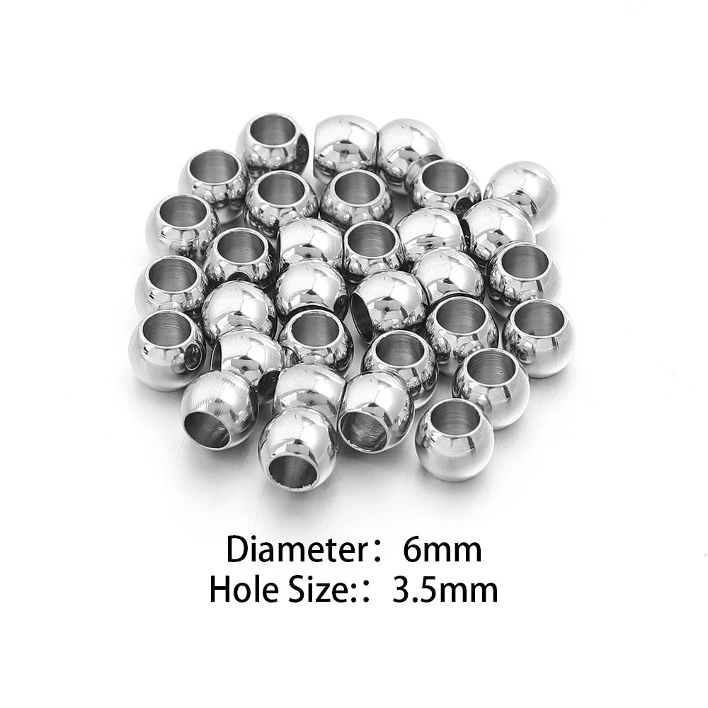 Silver Stainless Steel Big Hole Spacer Beads | DIY Jewelry Jewelry Spacer Beads PLUSH 6mm hole3.5mm 50pcs
