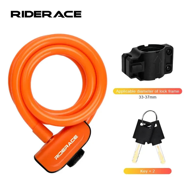 RIDERACE Portable Bicycle Cable Ring Lock for Bike & E-Bike Bicycle Cable Lock PLUSH