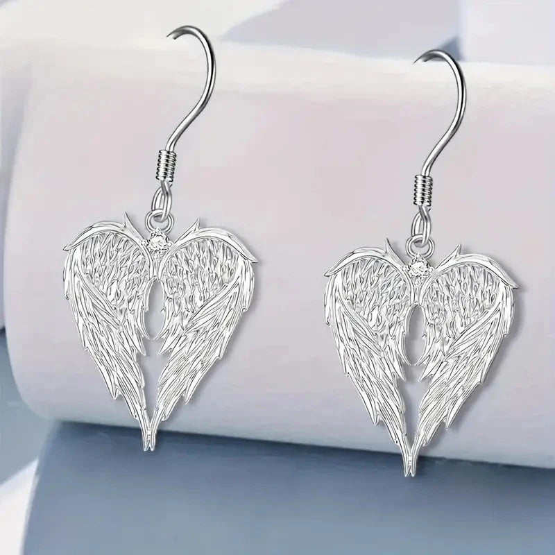 Angel Wings Heart Necklace & Earrings Set | Women's Jewelry Jewelry Set PLUSH