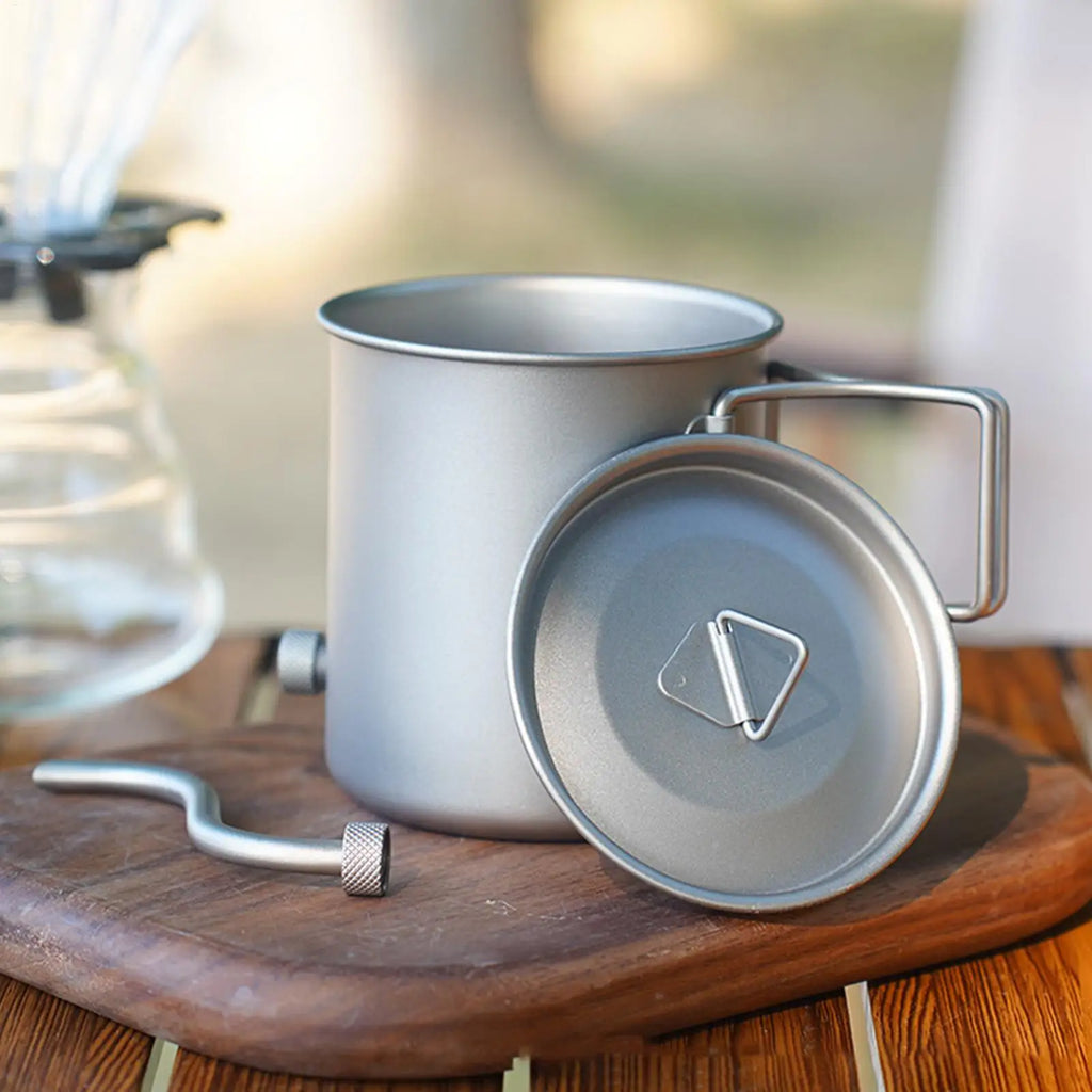 420ml Titanium Gooseneck Camping Kettle | Folding Handle Camping Kettle PLUSH