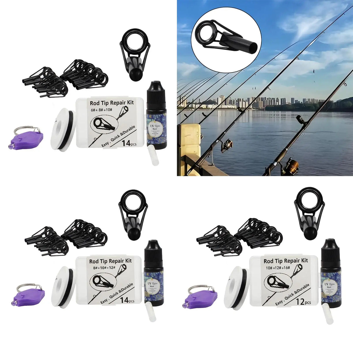 Fishing Rod Tip Repair Kit – Ceramic Guides & Stainless Steel Rod Tip Repair Kit PLUSH