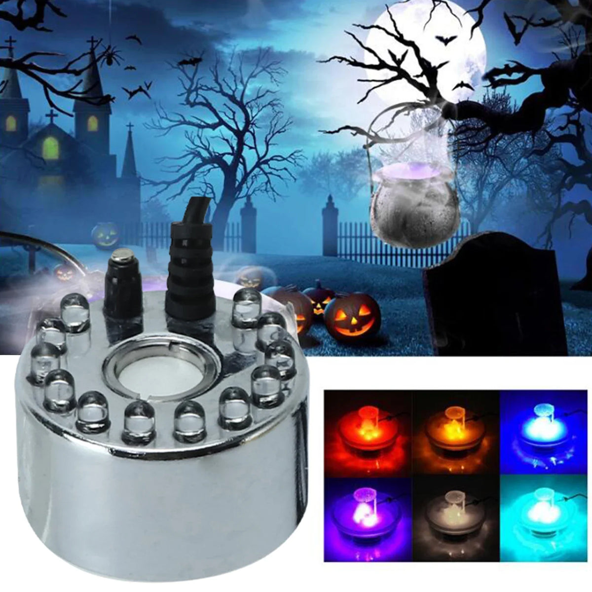 Mini LED Fog Machine Water Fountain Mister – Party Decor LED Fog Machine PLUSH